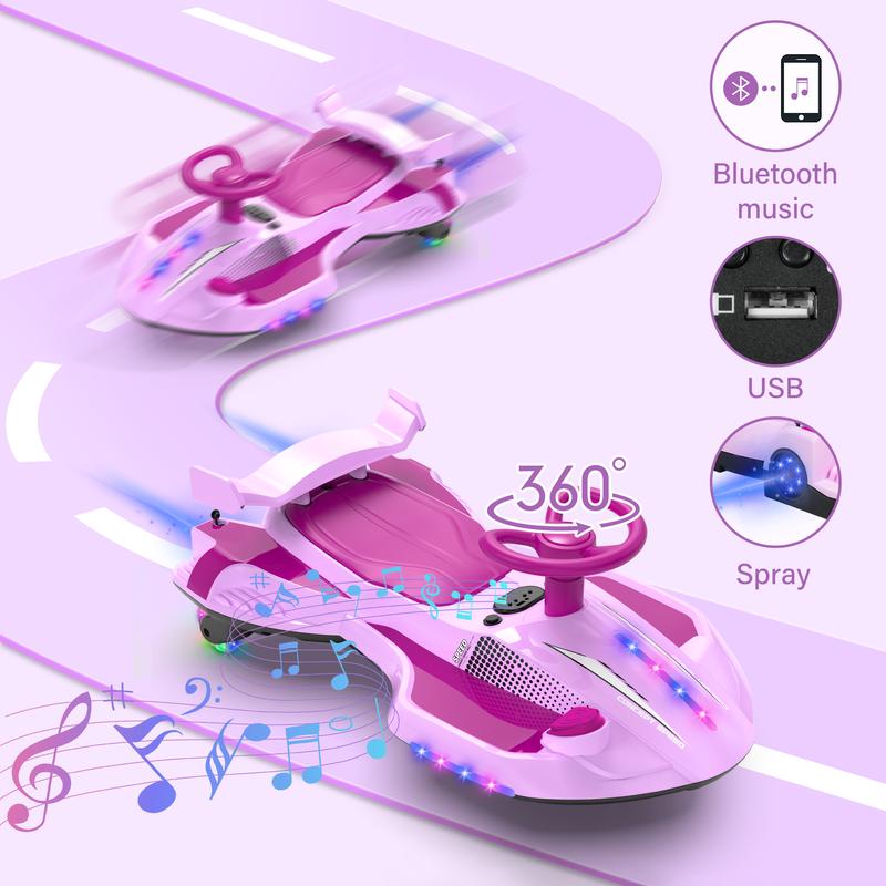 12V Electric Wiggle Car for Kids 3+, 2-in-1 Ride-On with Bluetooth, Flashing Wheels & Music – Perfect Gift