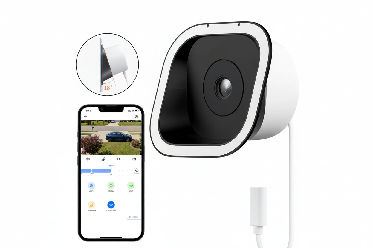 3MP 2K WiFi Window Camera with 24/7 Recording & Alexa Support