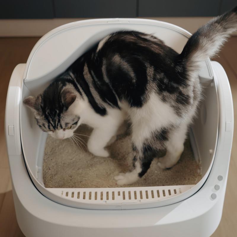 Open-Top Self-Cleaning Cat Litter Box，Odor-Free Waste Disposal includes Trash Bags