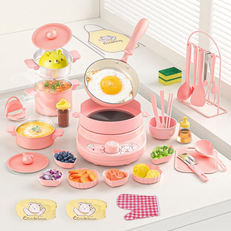 Pink Kids Cooking Set - Safe Knife & Kitchen Play for 8-12 Girls