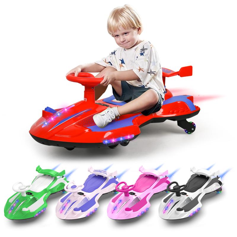 12V Electric Wiggle Car for Kids 3+, 2-in-1 Ride-On with Bluetooth, Flashing Wheels & Music – Perfect Gift