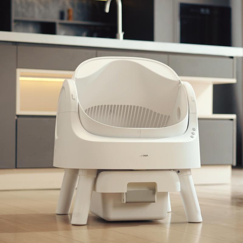 Open-Top Self-Cleaning Cat Litter Box，Odor-Free Waste Disposal includes Trash Bags