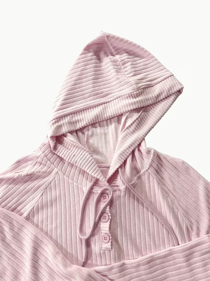 Women'S Cozy Fleece Hoodie - Casual Pullover with Button Front