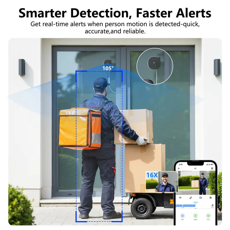 3MP 2K WiFi Window Camera with 24/7 Recording & Alexa Support