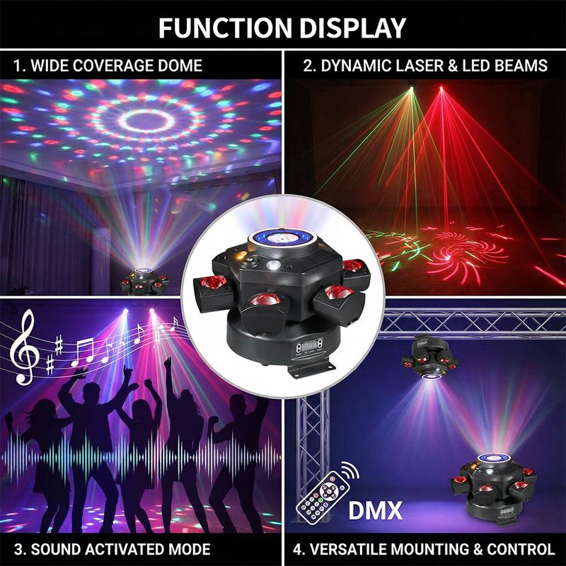 LED Moving Head DJ Lights – RGBW 6-in-1 Effects for Parties & Events