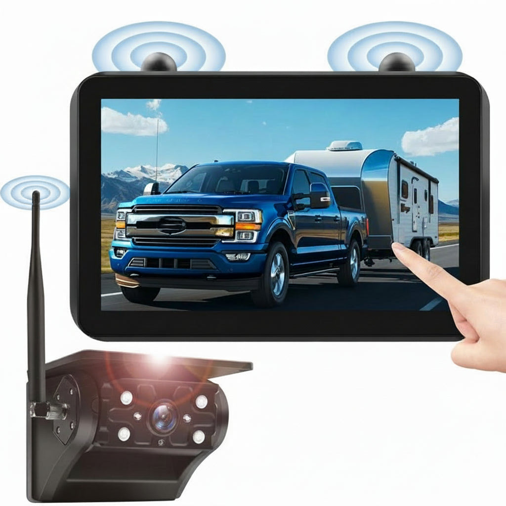 7" Solar Wireless Backup Camera, HD 1080P, Waterproof, Night Vision