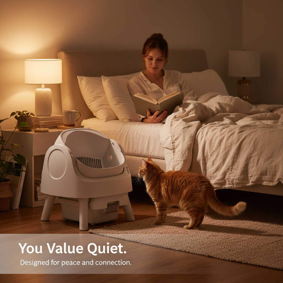 Open-Top Self-Cleaning Cat Litter Box，Odor-Free Waste Disposal includes Trash Bags