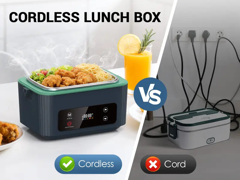 Self-Heating Electric Lunch Box, 100W, 40oz, Stainless Steel, Portable