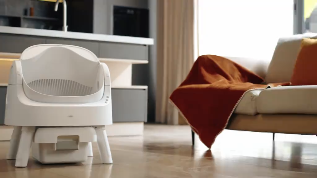 Open-Top Self-Cleaning Cat Litter Box，Odor-Free Waste Disposal includes Trash Bags