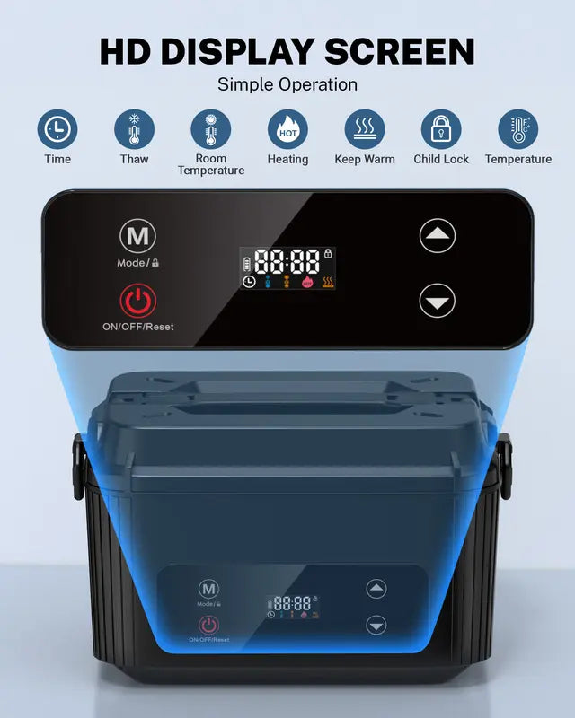 Self-Heating Electric Lunch Box, 100W, 40oz, Stainless Steel, Portable