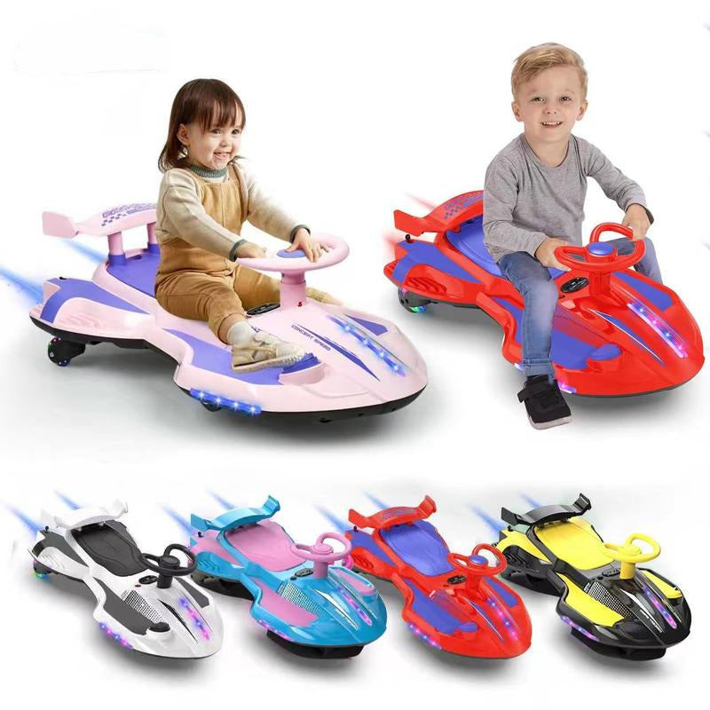 12V Electric Wiggle Car for Kids 3+, 2-in-1 Ride-On with Bluetooth, Flashing Wheels & Music – Perfect Gift