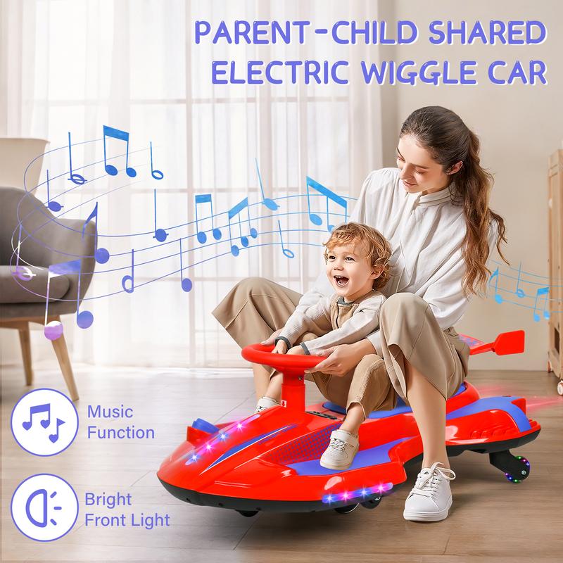 12V Electric Wiggle Car for Kids 3+, 2-in-1 Ride-On with Bluetooth, Flashing Wheels & Music – Perfect Gift