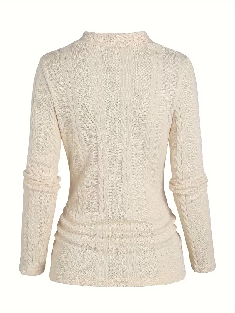 Women's Y2K Long Sleeve Top with Faux Button Detailing