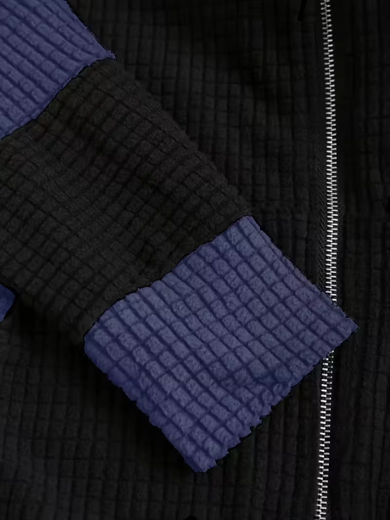 Color Block Zip-up Cat Hoodie Sweatshirt