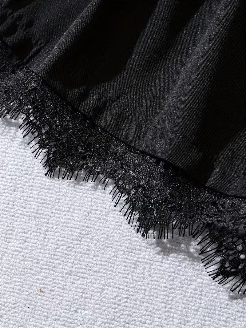 Women's Summer Short Shorts with Lace Trim & Metal Belt - Short