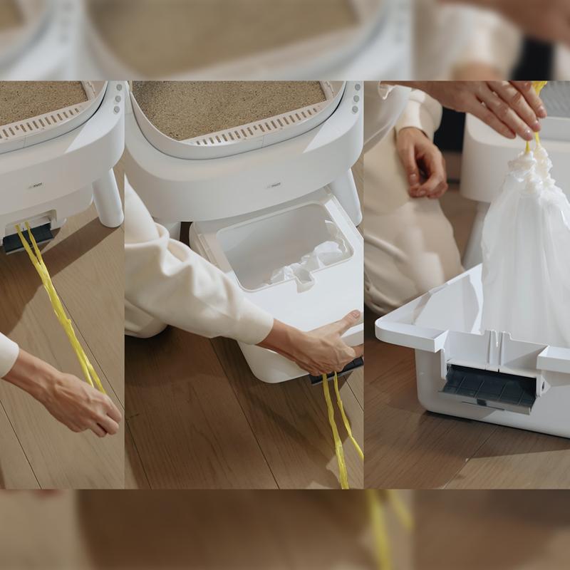 Open-Top Self-Cleaning Cat Litter Box，Odor-Free Waste Disposal includes Trash Bags