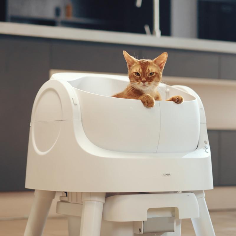 Open-Top Self-Cleaning Cat Litter Box，Odor-Free Waste Disposal includes Trash Bags